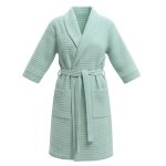 Банный вафельный халат Модель-401, серая мята