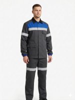 Костюм летний мужской шахтерский Модель-119, темно-серый с синим